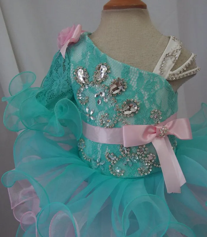 One Sleeve Little Girl/Baby Miss/Child/Toddler Cupcake Pageant Dress