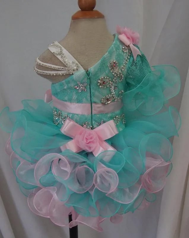 One Sleeve Little Girl/Baby Miss/Child/Toddler Cupcake Pageant Dress