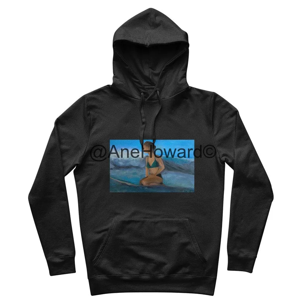Organic Cotton Hoodie Surfer Waiting for the next Wave