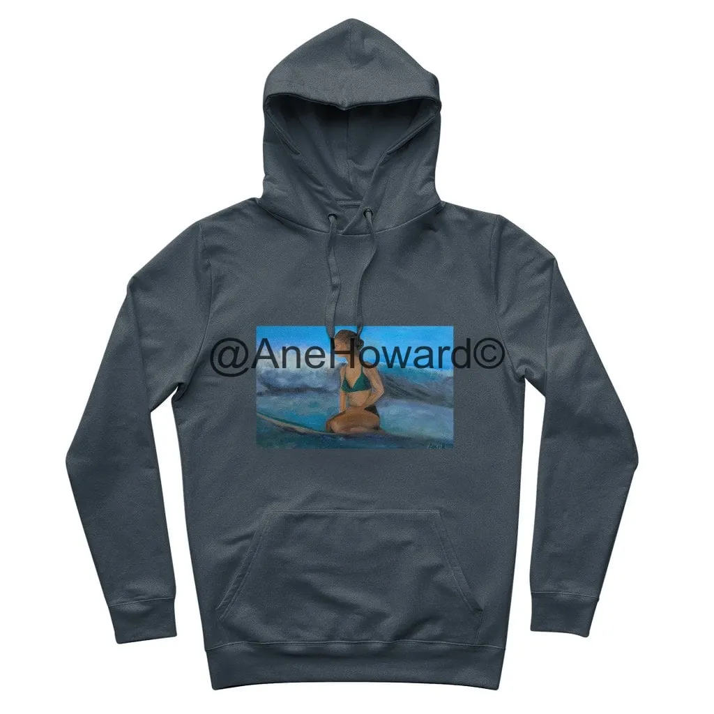 Organic Cotton Hoodie Surfer Waiting for the next Wave