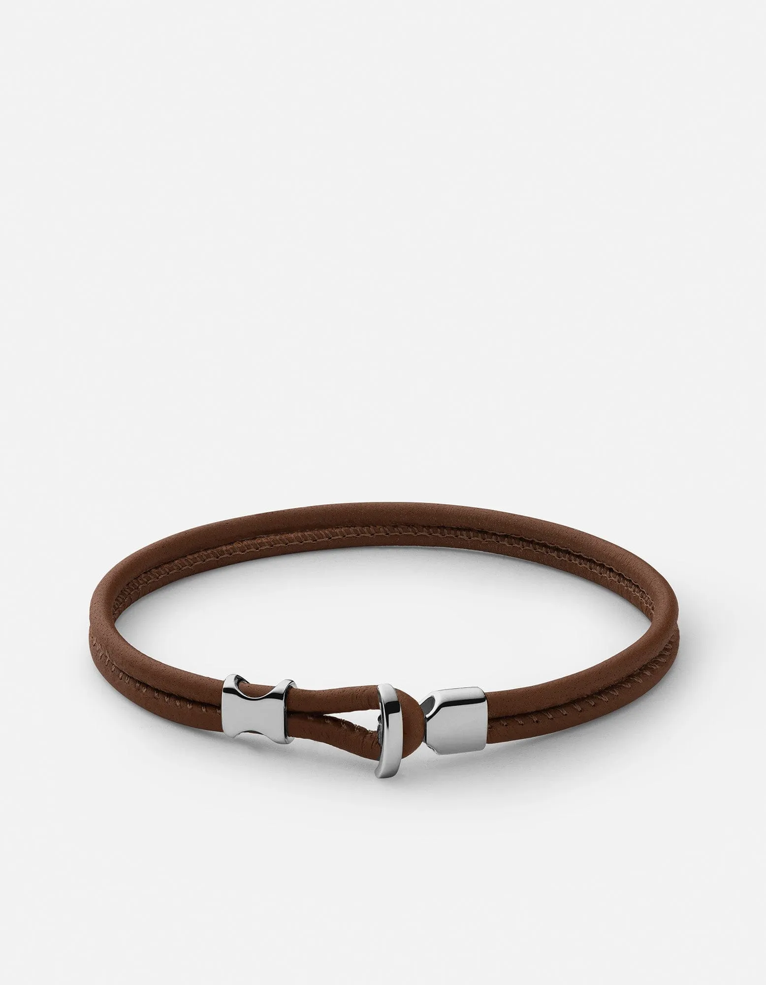 Orson Loop Leather Bracelet, Sterling Silver