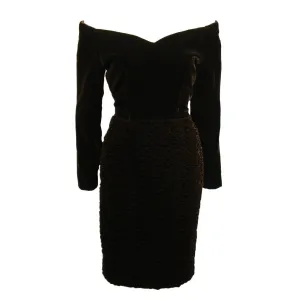 OSCAR DE LA RENTA Brown Velvet Ruched Cocktail Dress Size 6