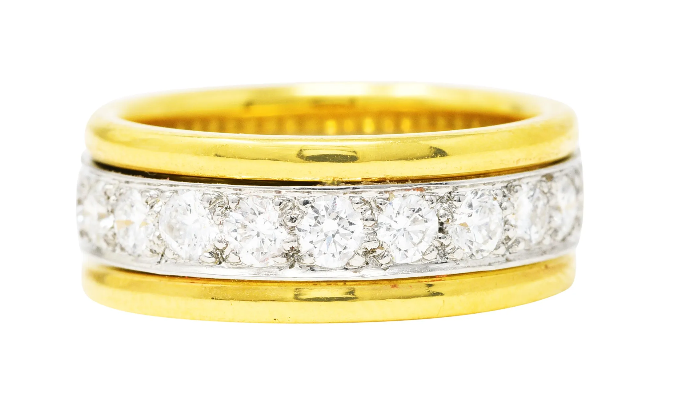 Oscar Heyman 2.00 CTW Diamond Platinum 18 Karat Yellow Gold Unisex Vintage Band Ring
