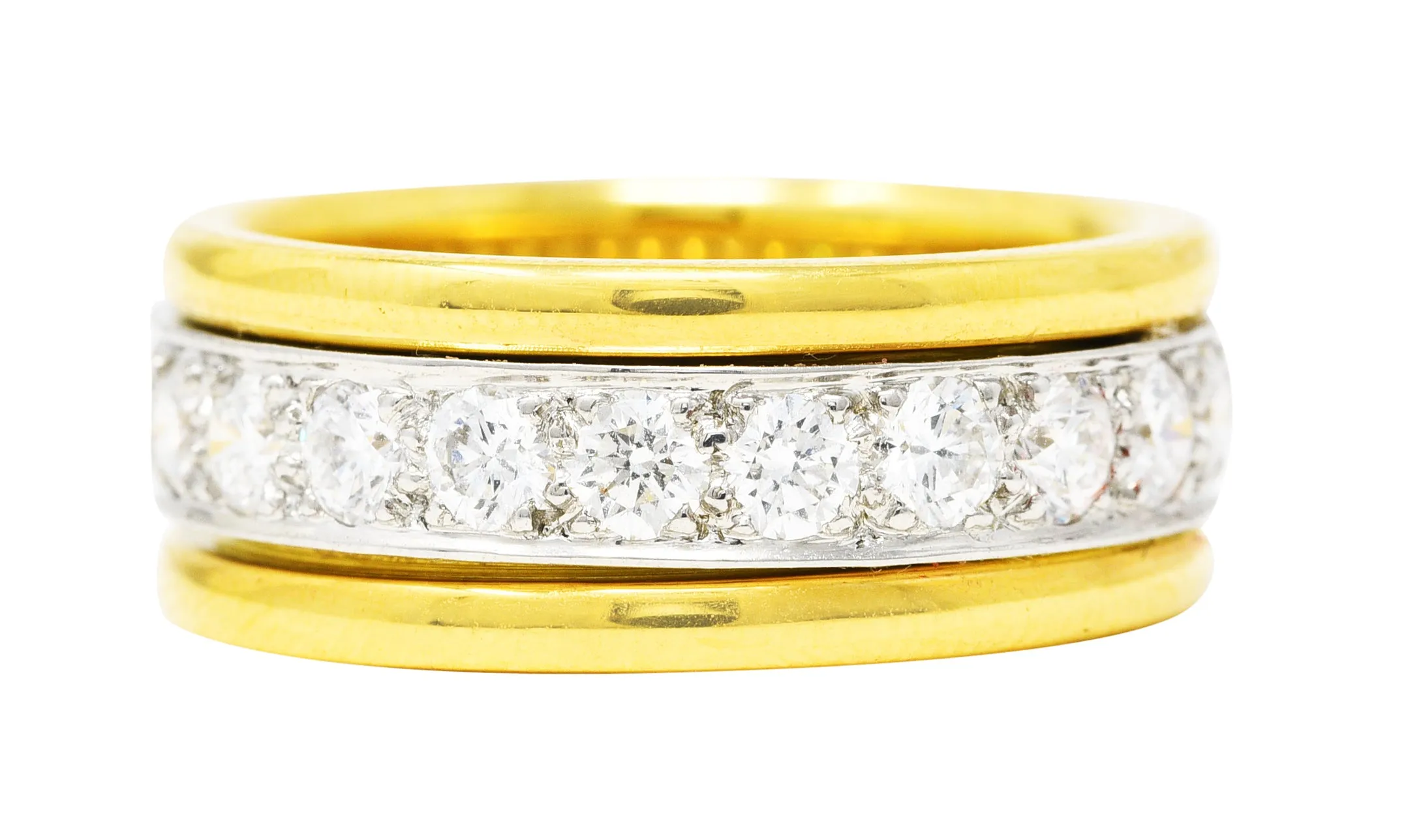 Oscar Heyman 2.00 CTW Diamond Platinum 18 Karat Yellow Gold Unisex Vintage Band Ring