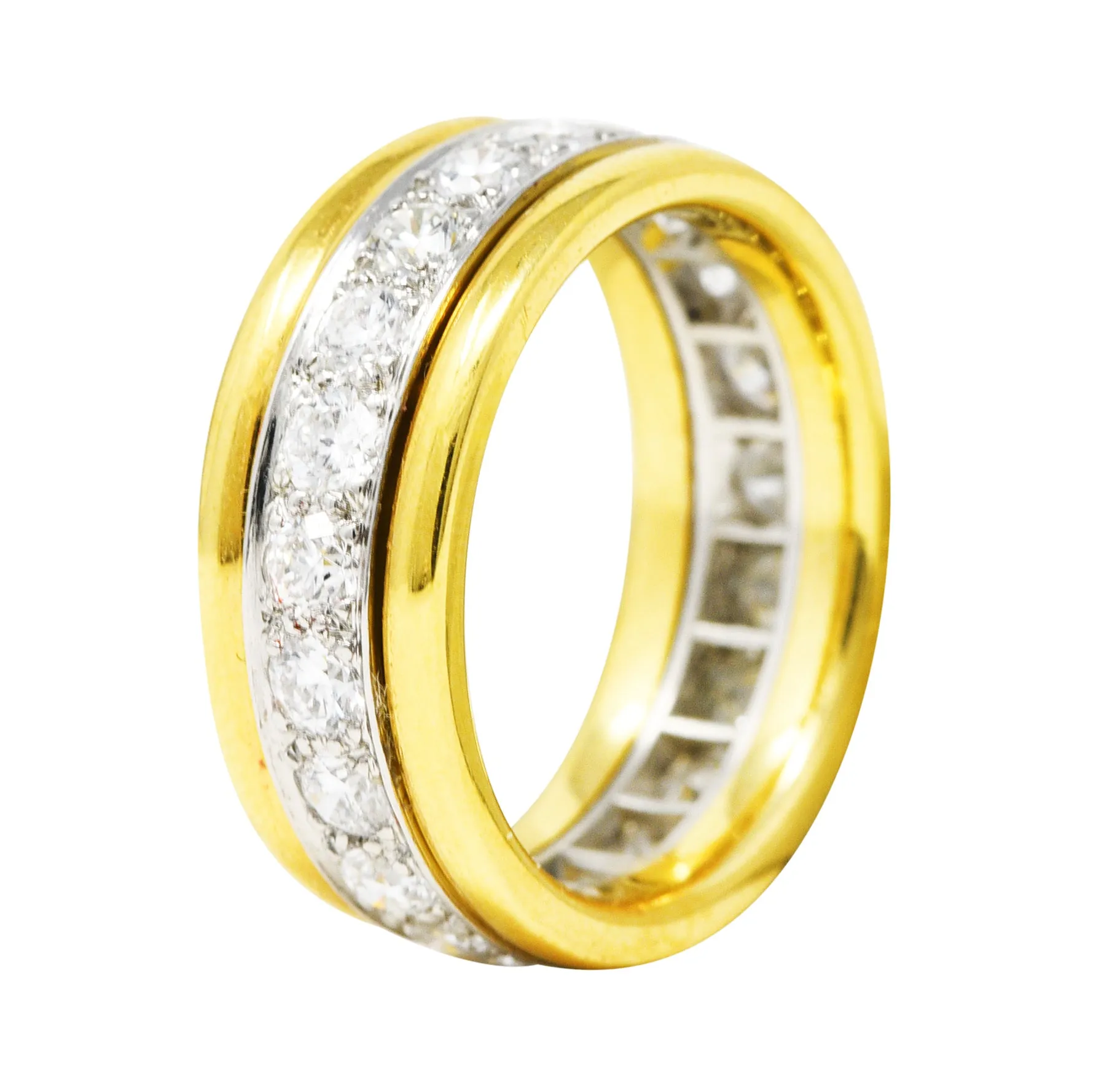 Oscar Heyman 2.00 CTW Diamond Platinum 18 Karat Yellow Gold Unisex Vintage Band Ring