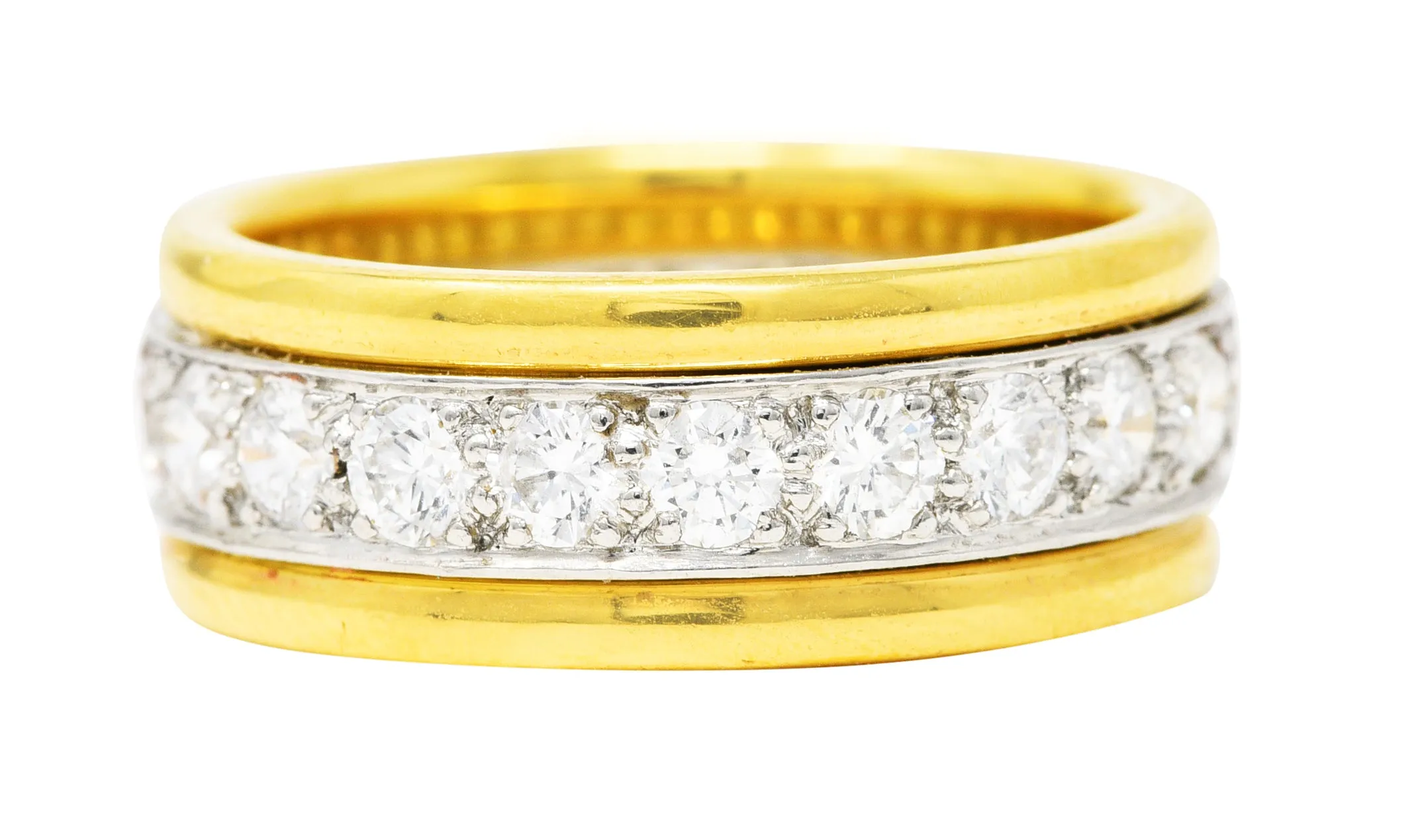 Oscar Heyman 2.00 CTW Diamond Platinum 18 Karat Yellow Gold Unisex Vintage Band Ring