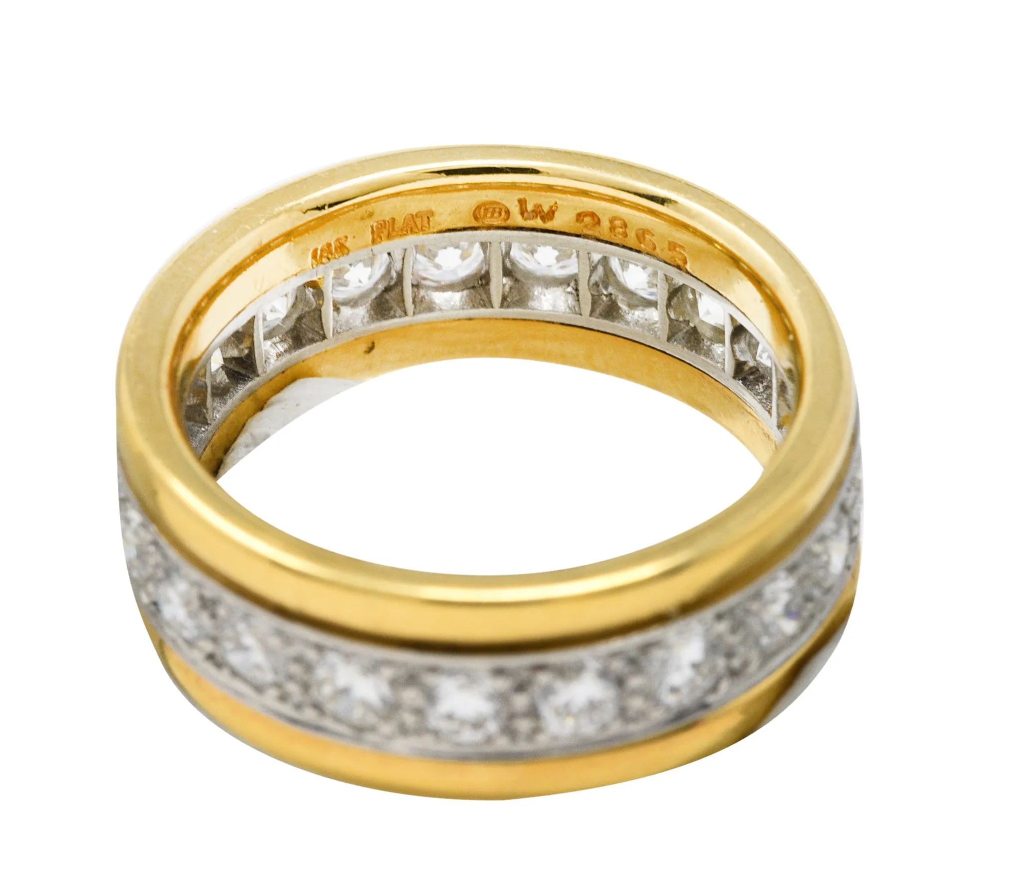 Oscar Heyman 2.00 CTW Diamond Platinum 18 Karat Yellow Gold Unisex Vintage Band Ring