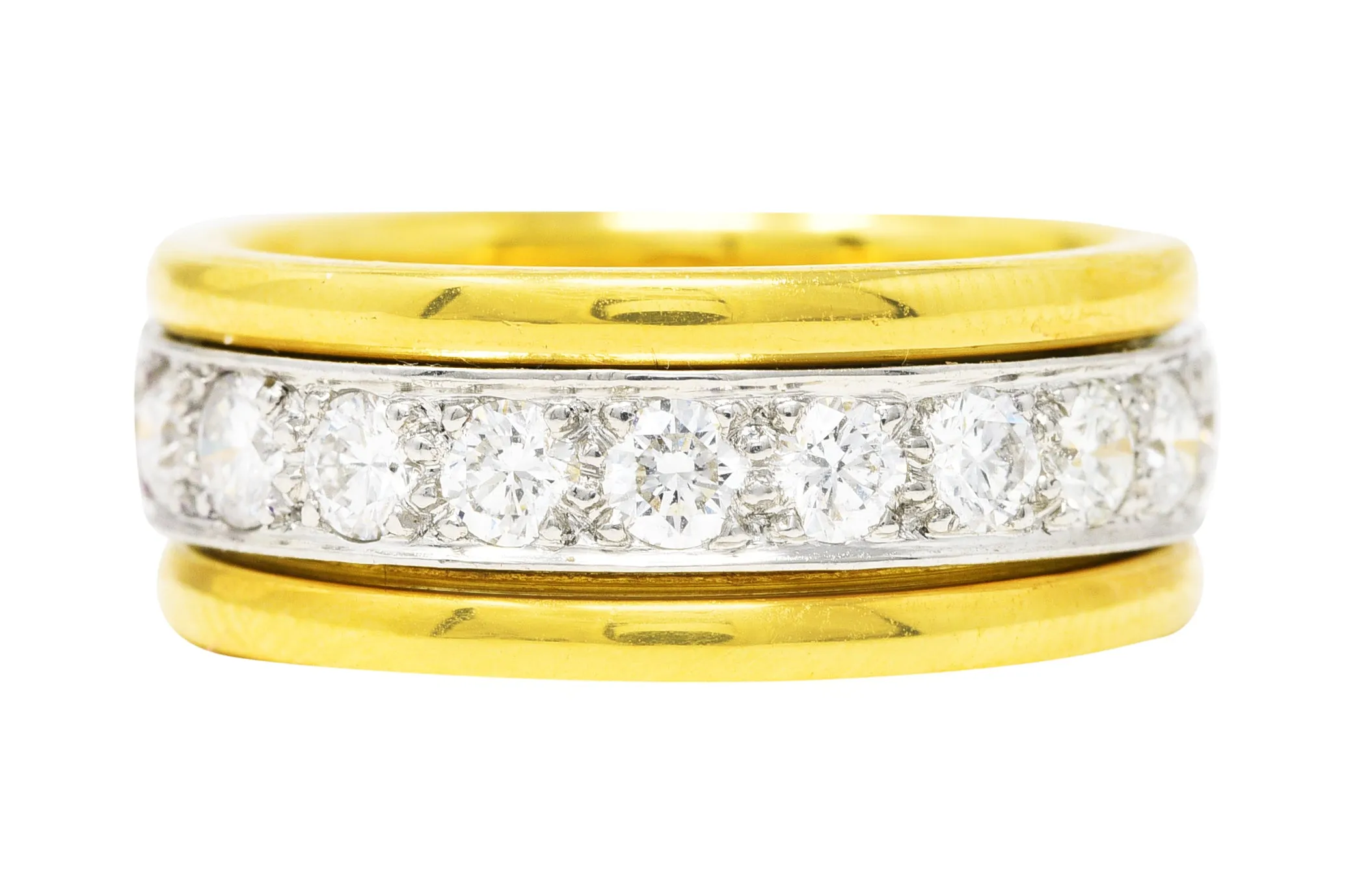 Oscar Heyman 2.00 CTW Diamond Platinum 18 Karat Yellow Gold Unisex Vintage Band Ring