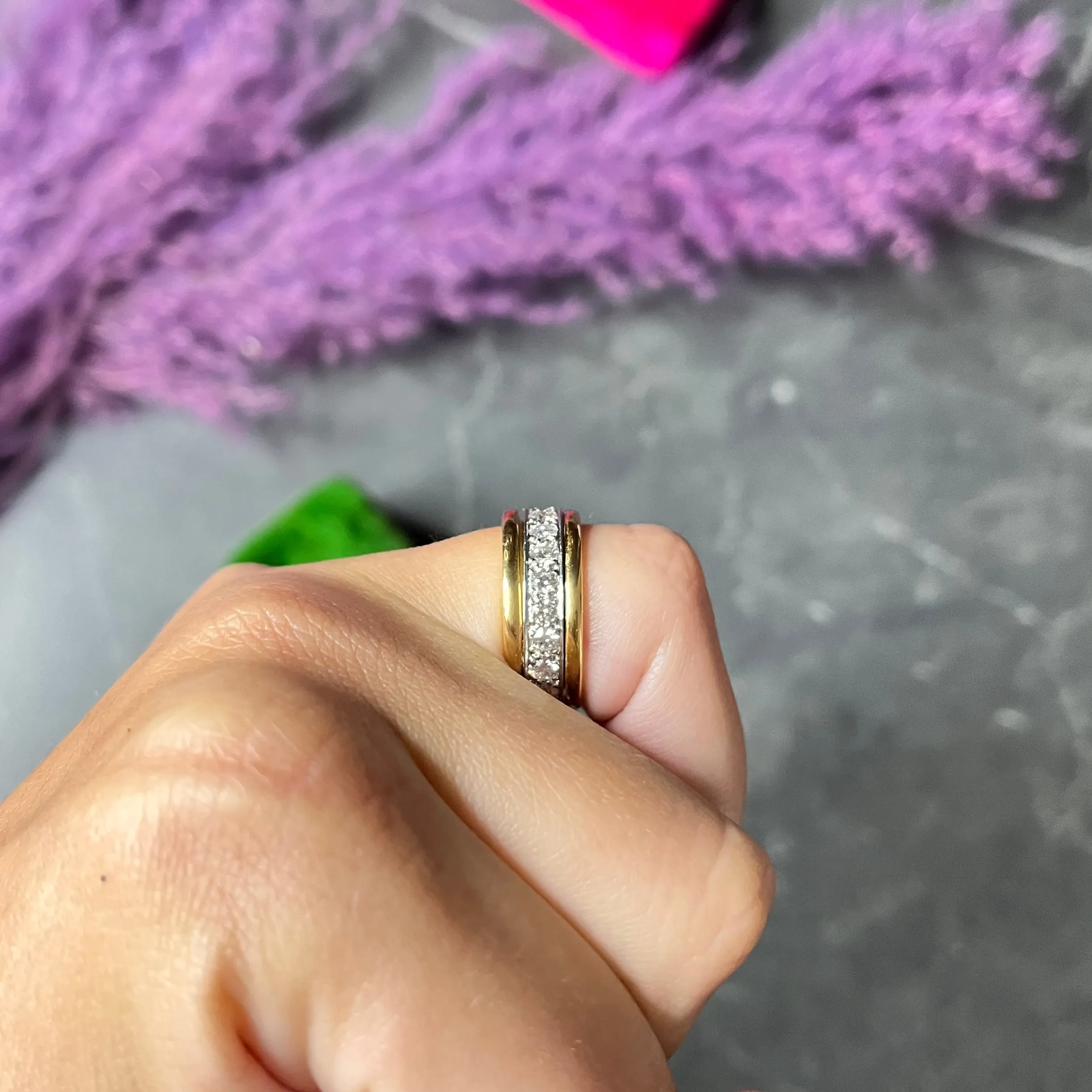 Oscar Heyman 2.00 CTW Diamond Platinum 18 Karat Yellow Gold Unisex Vintage Band Ring