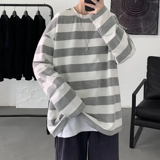 Oversized Striped T-shirt - K-Pop Inspired Streetwear!