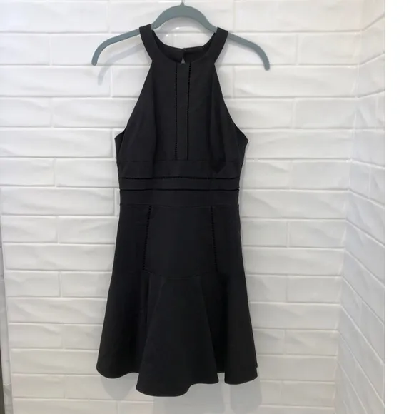 PARKER Black Brady Seamed Flare-hem Cocktail Dress