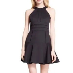 PARKER Black Brady Seamed Flare-hem Cocktail Dress