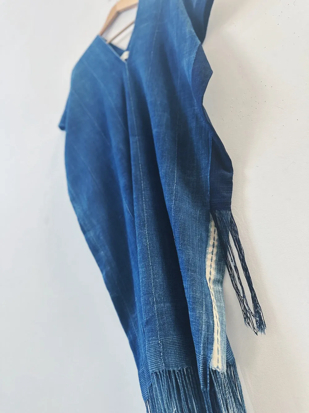 Patched Indigo Tassel Dress