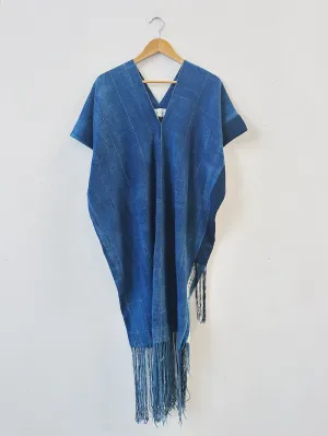 Patched Indigo Tassel Dress