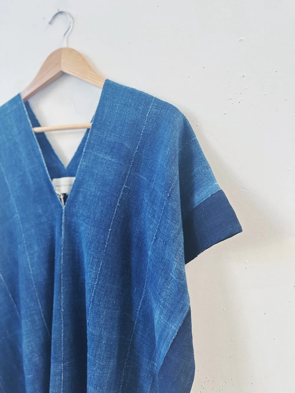 Patched Indigo Tassel Dress