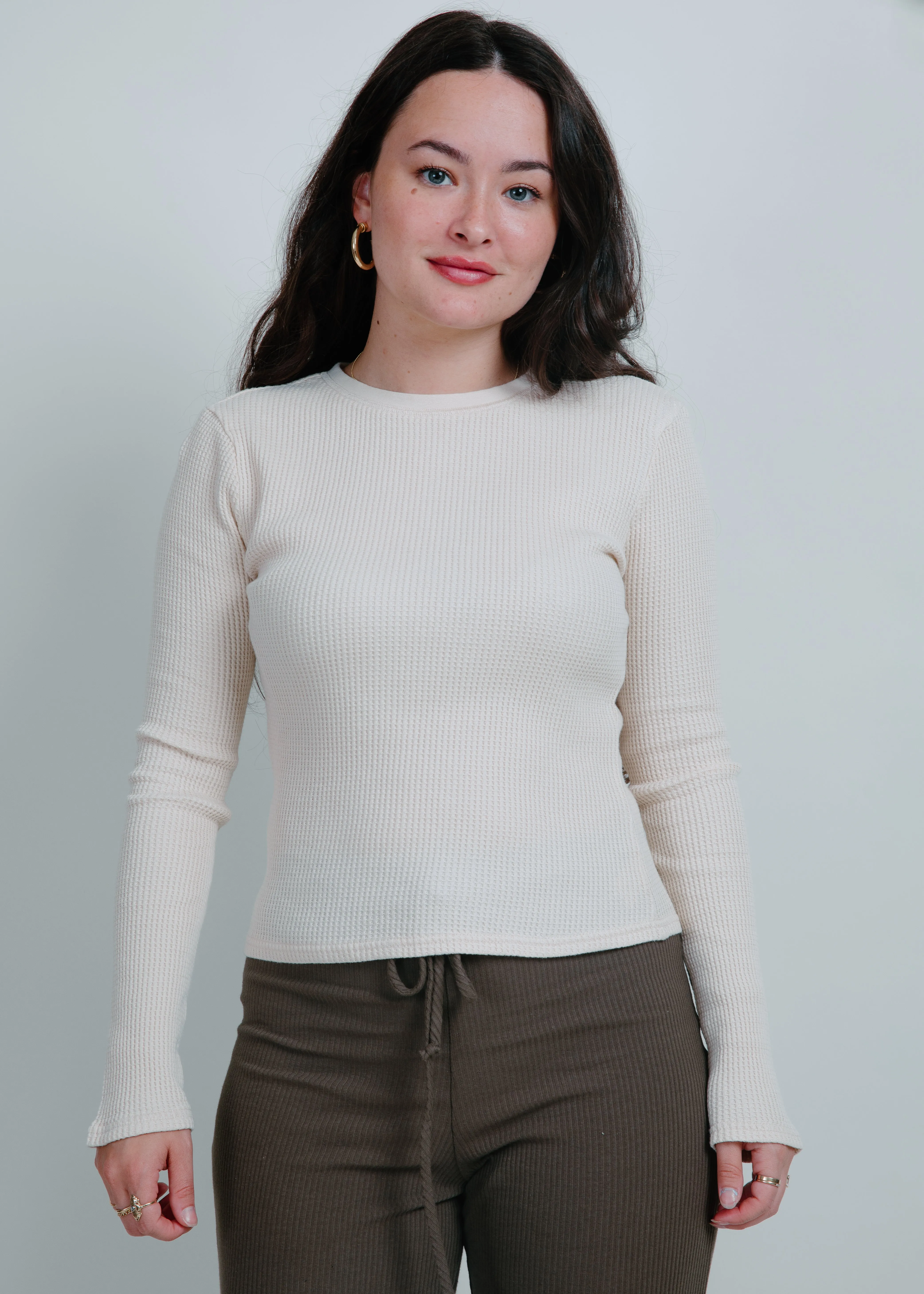 Paxton Waffle Knit Top - Cream