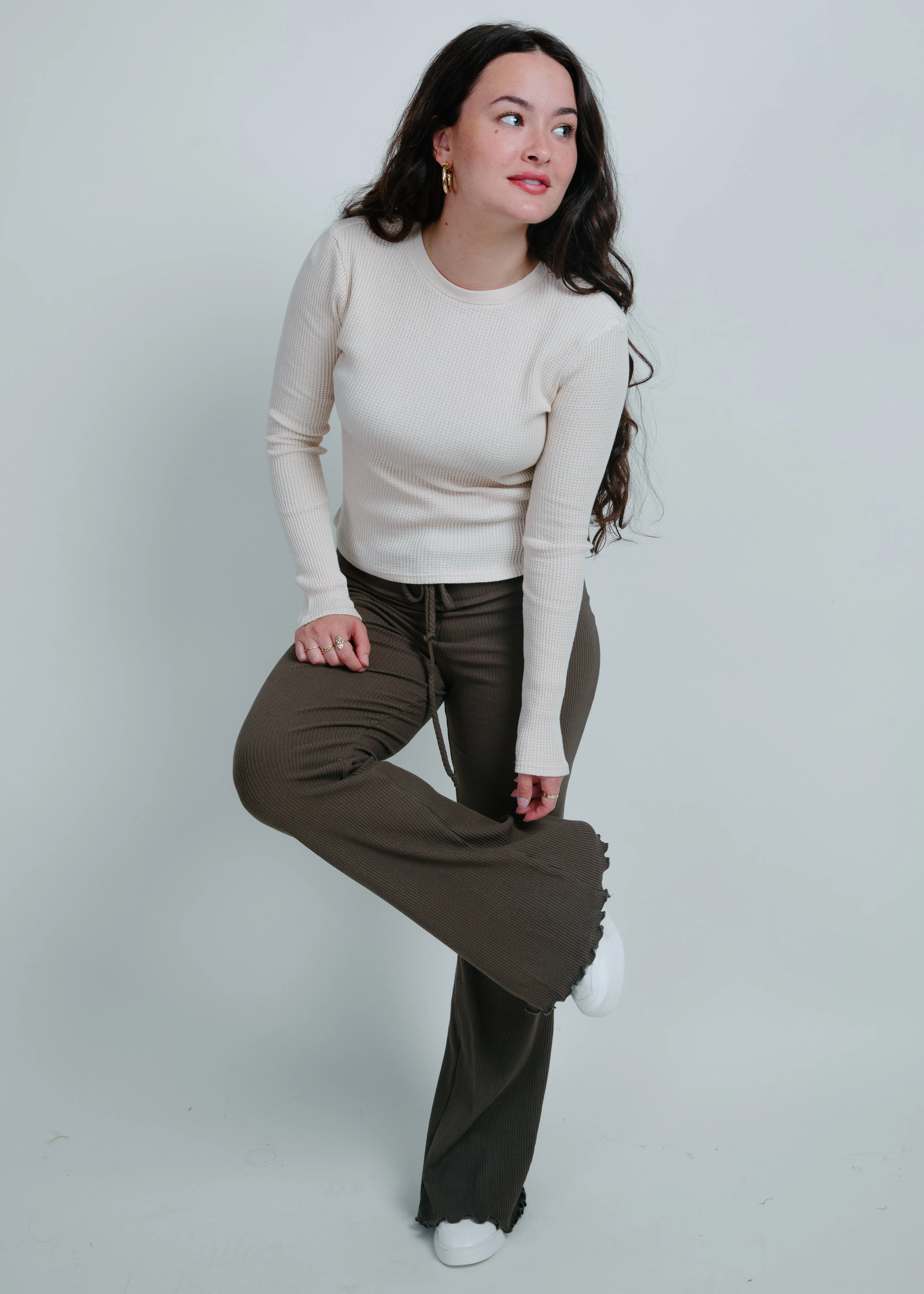 Paxton Waffle Knit Top - Cream
