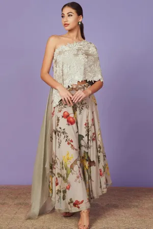 PEARL WORK ONE SHOULDER CAPE SET