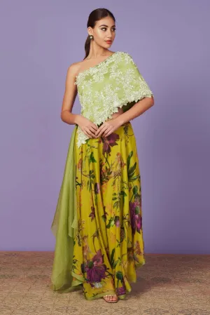 PEARL WORK ONE SHOULDER CAPE SET