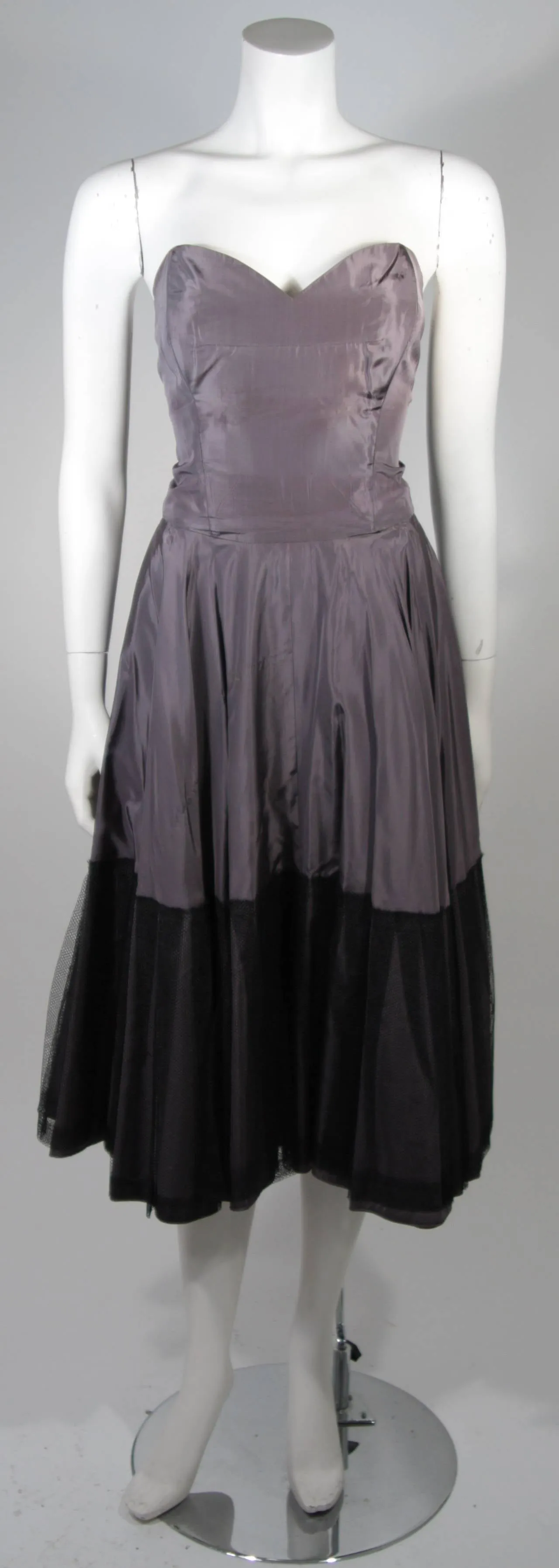 PEDRO RODRIGURZ 1950s Gray Silk Organza Cocktail Dress Size Small