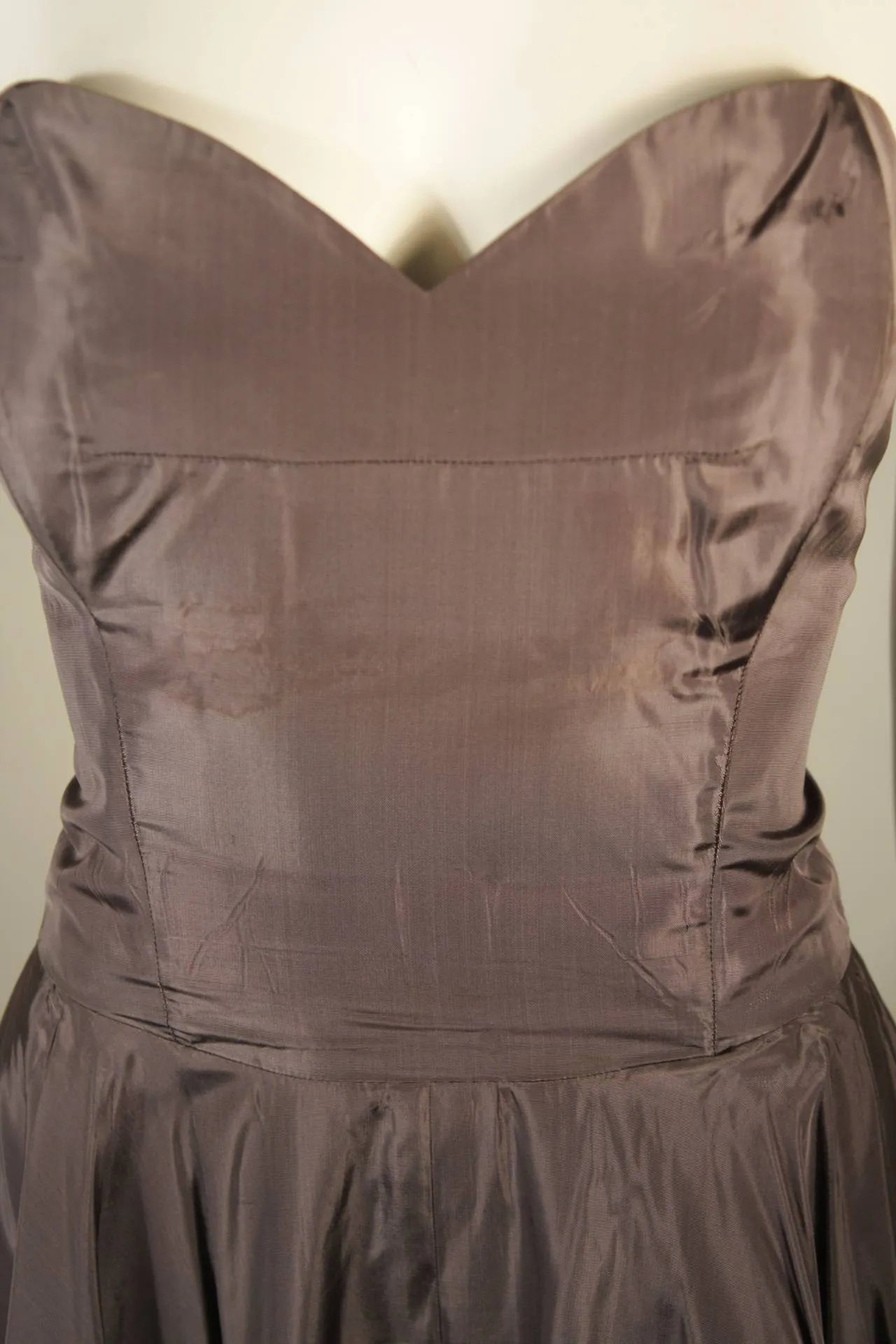 PEDRO RODRIGURZ 1950s Gray Silk Organza Cocktail Dress Size Small