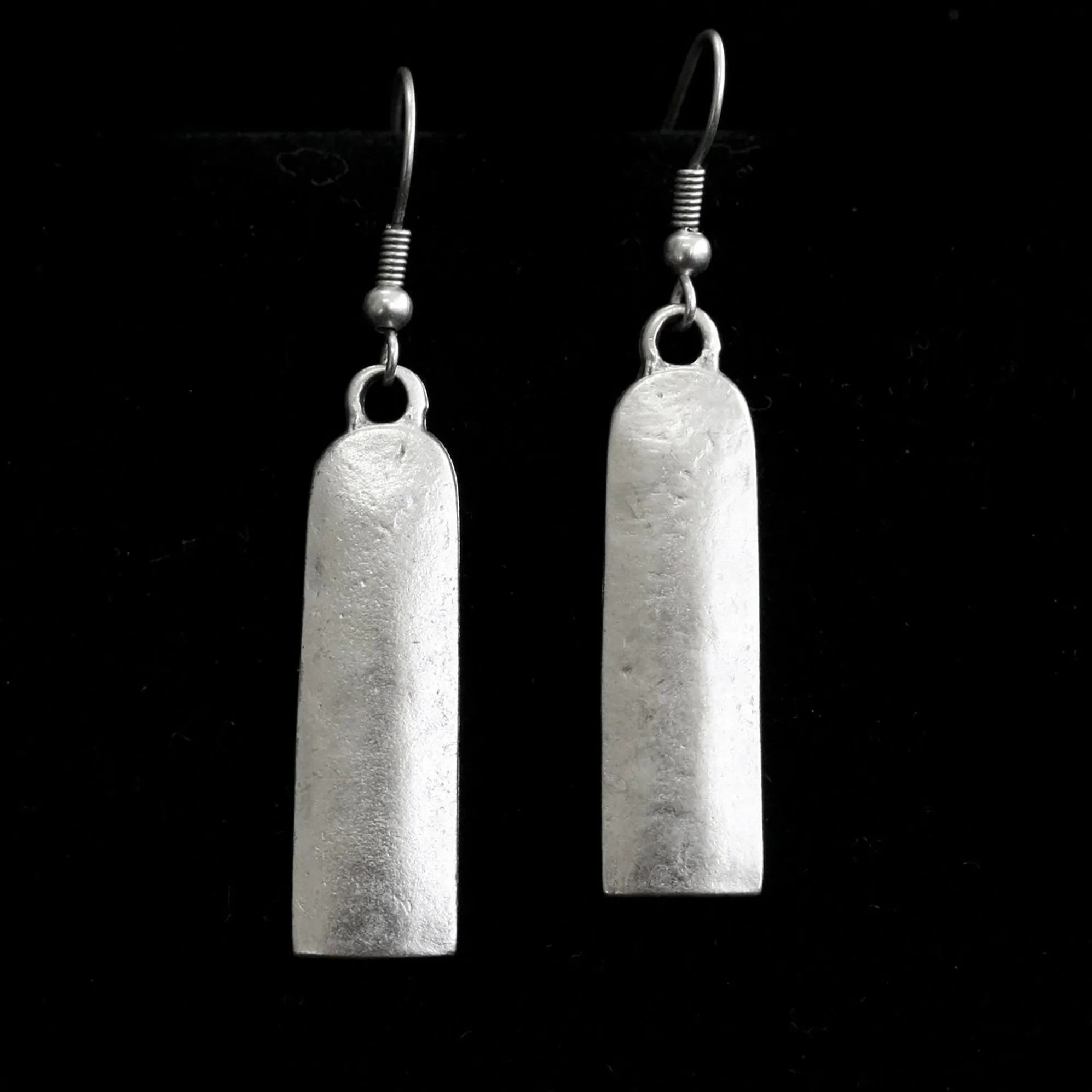 Pewter Bohemian Flat Slab Earrings II