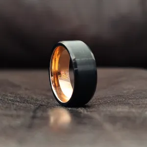 Peyton - Black & Rosegold Men's Tungsten Ring