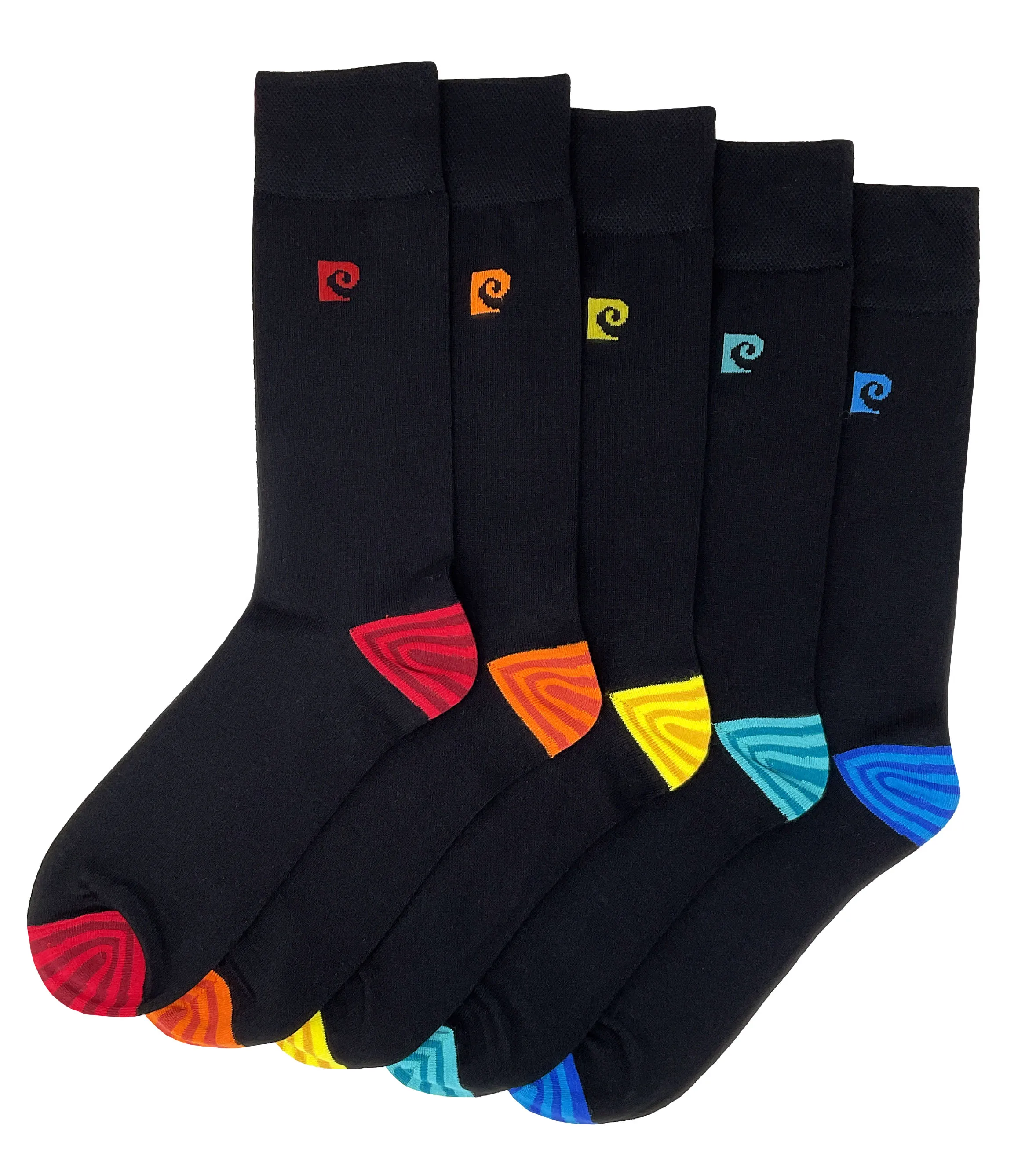 Pierre Cardin 5 Pack Bamboo Socks - Striped Heel & Toe