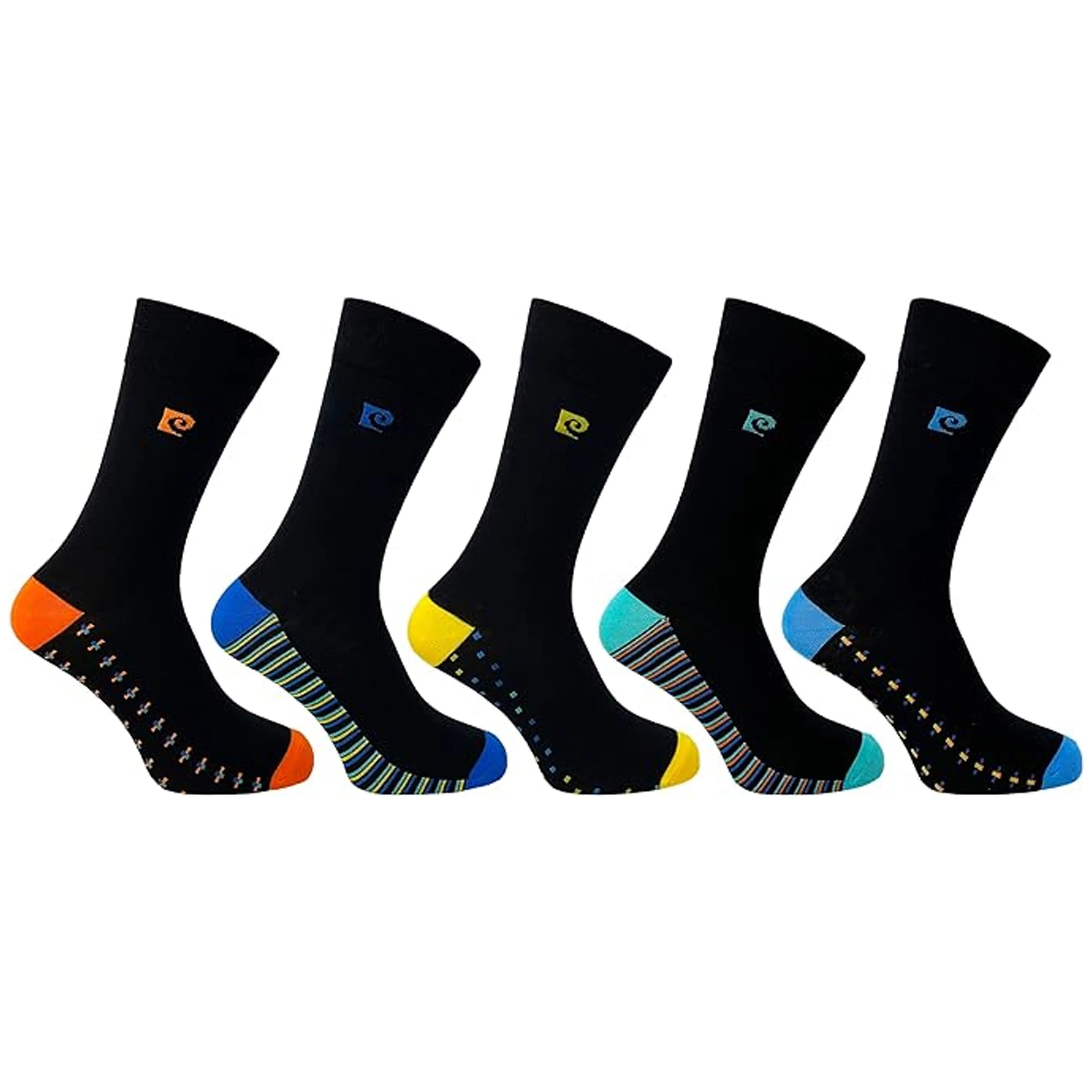 Pierre Cardin 5 Pack Bamboo Socks - Striped Heel & Toe