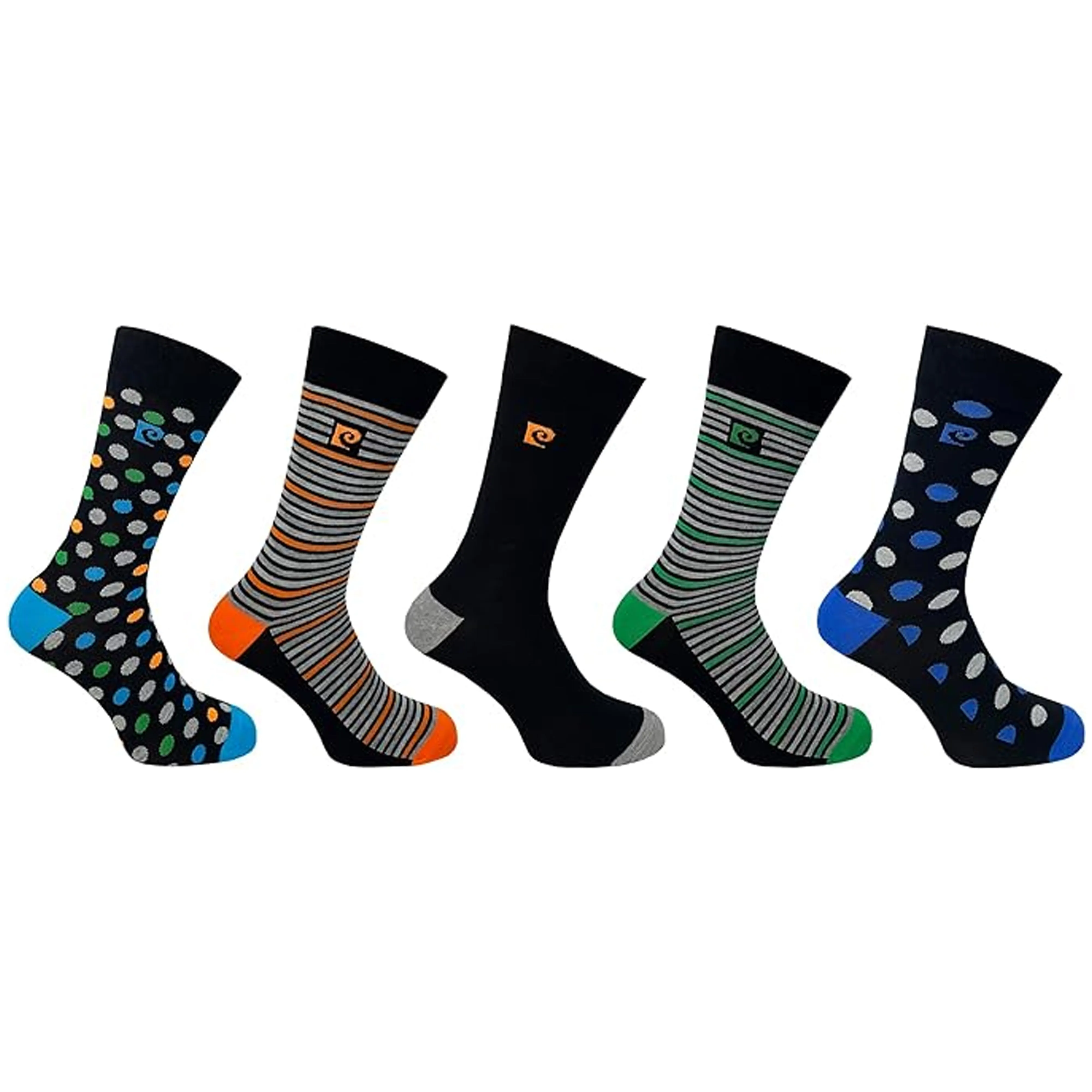 Pierre Cardin 5 Pack Bamboo Socks - Striped Heel & Toe