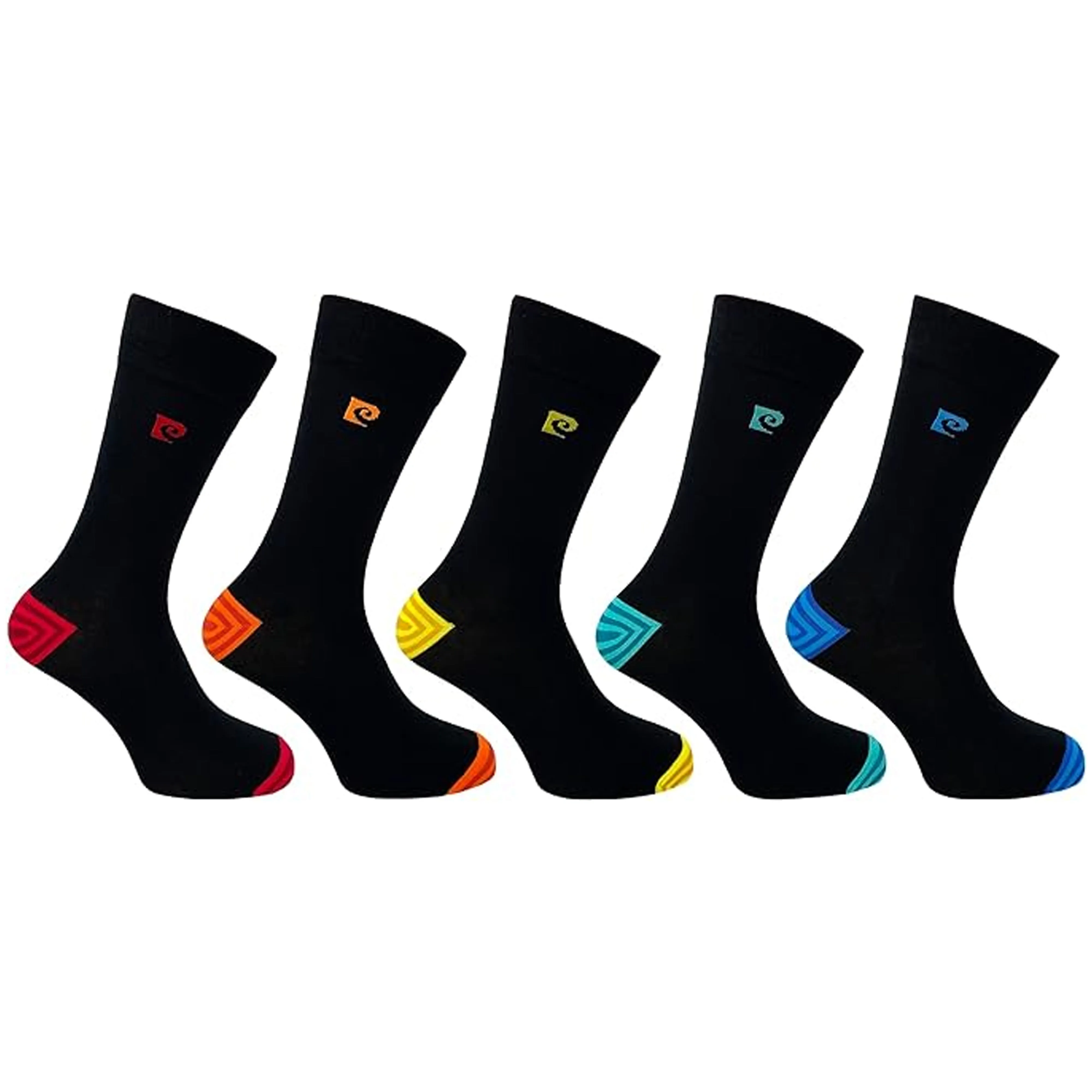 Pierre Cardin 5 Pack Bamboo Socks - Striped Heel & Toe