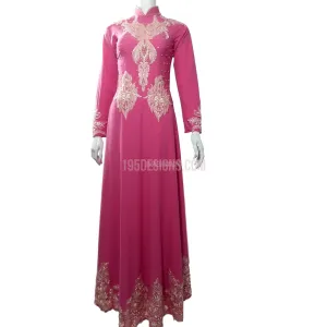 Pink Ao Dai Lace Flower Crystal Dress Inspiration - Ket Hoa Hat Da Ta Ao Dam