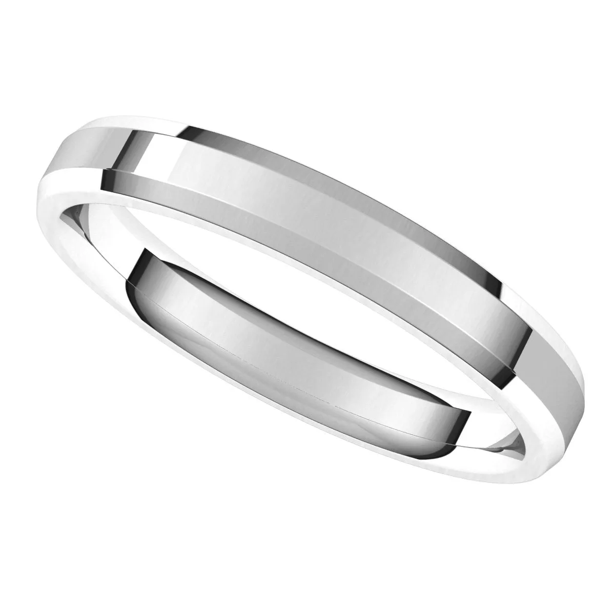 Platinum 3 mm Beveled Edge Comfort Fit Light Band