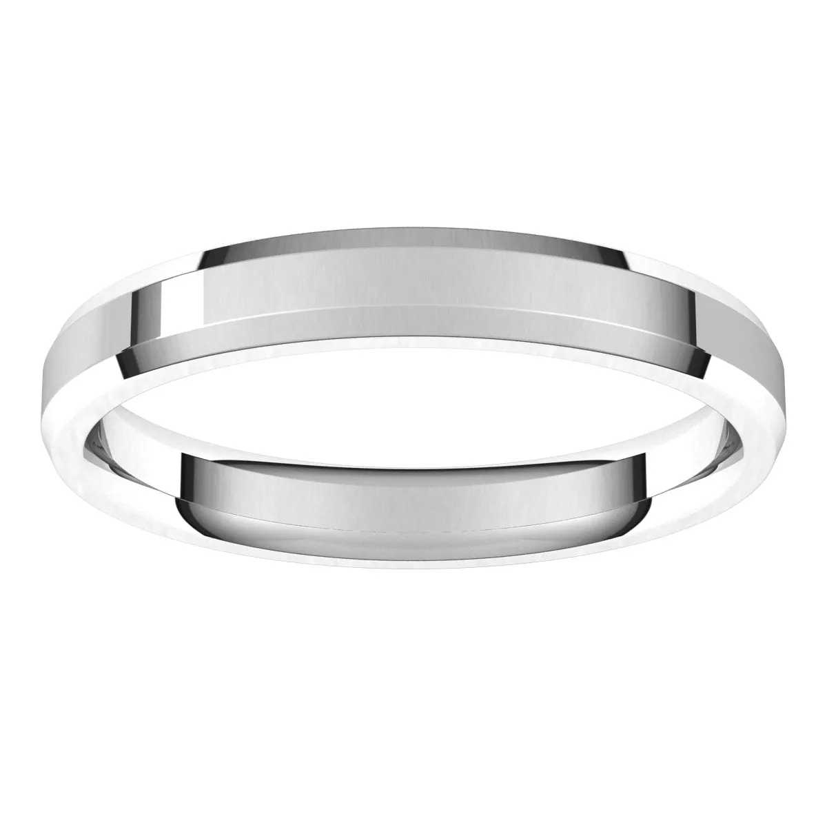 Platinum 3 mm Beveled Edge Comfort Fit Light Band