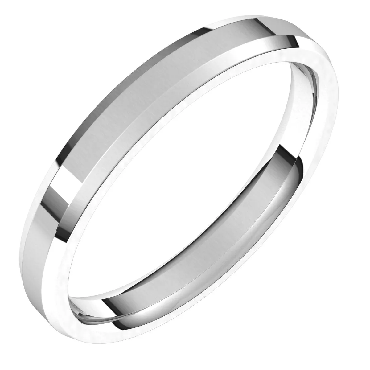 Platinum 3 mm Beveled Edge Comfort Fit Light Band
