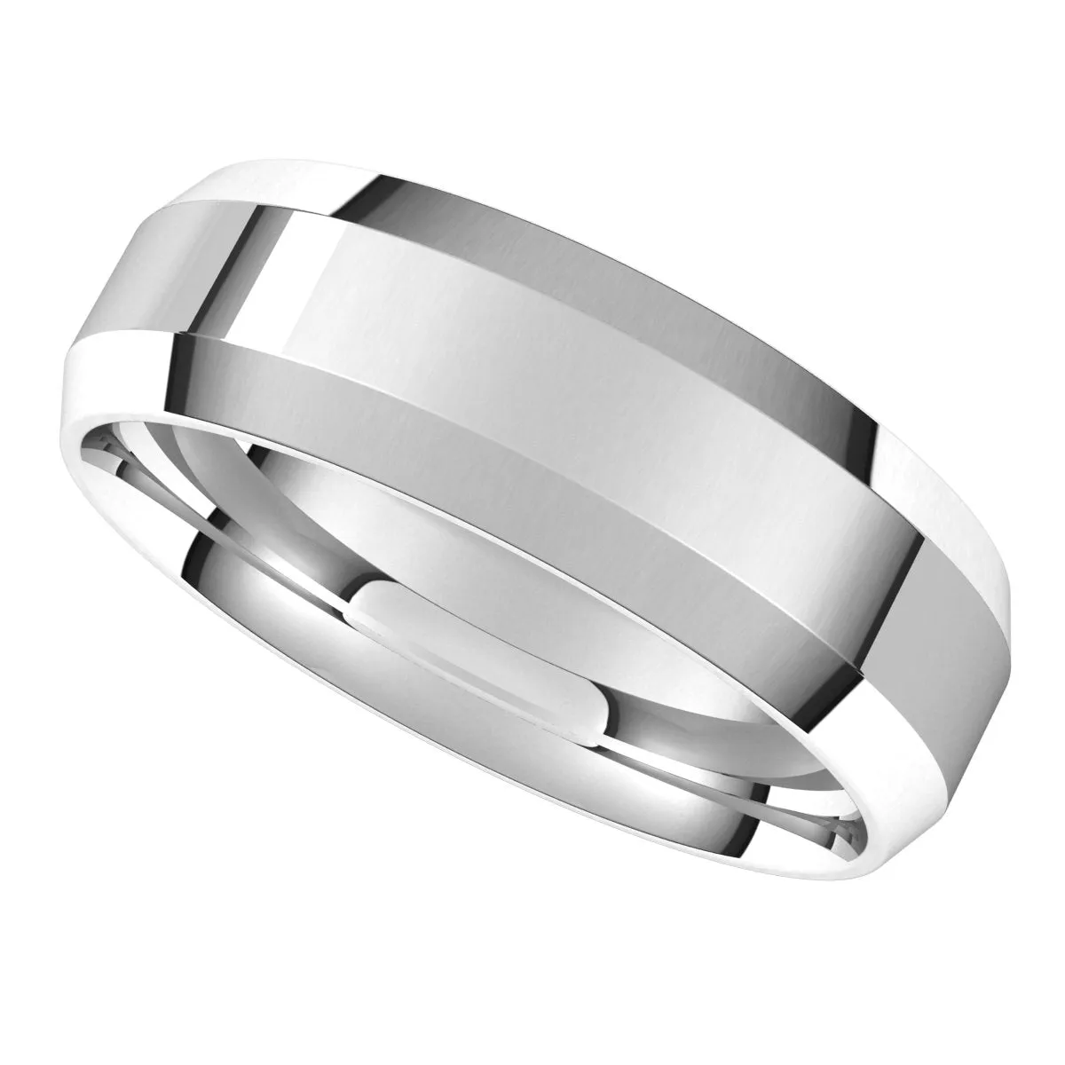 Platinum 6 mm Beveled Edge Comfort Fit Light Band
