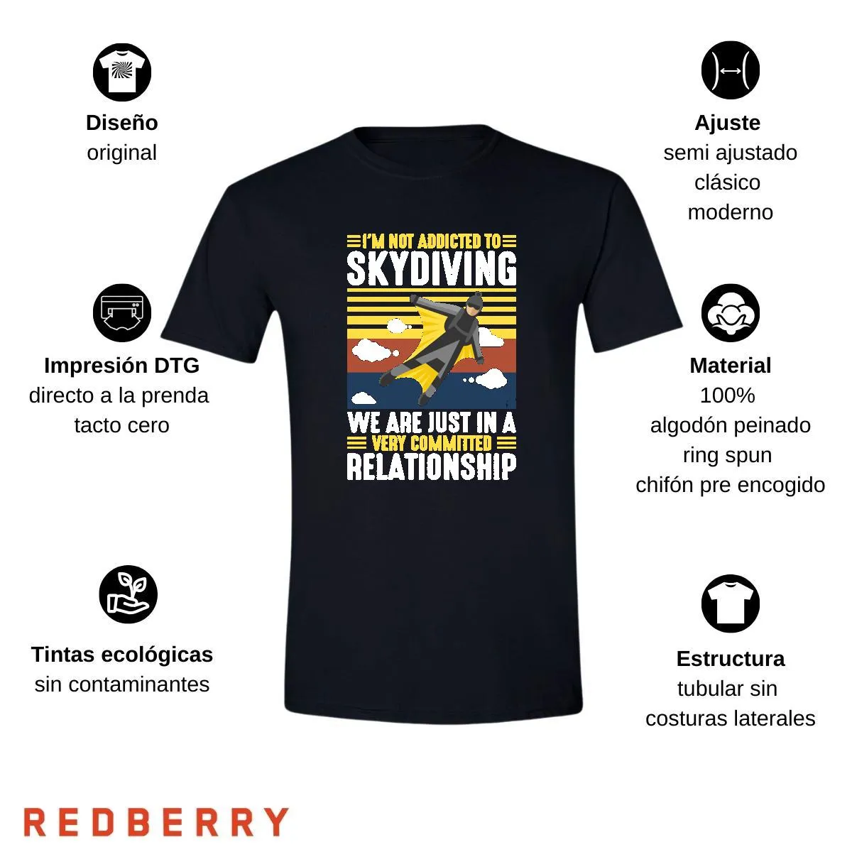 Playera Hombre Paracaidismo Deporte Vintage SK1019