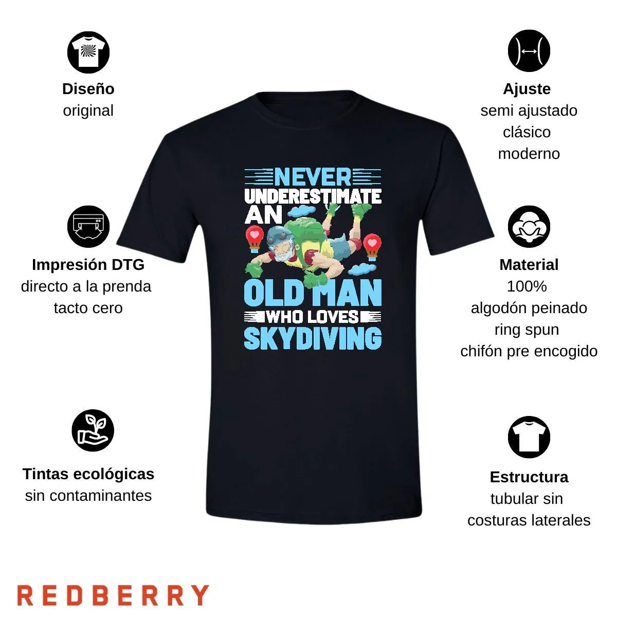 Playera Hombre Paracaidismo Deporte Vintage SK1026