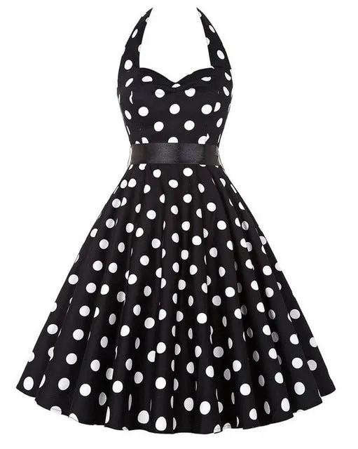 Polka Dot Dress Rockabilly Dresses Robe Femme 2018 Strapless 50s 60s Robe Vintage Vestidos Pin Up Big Swing Women Summer Dress