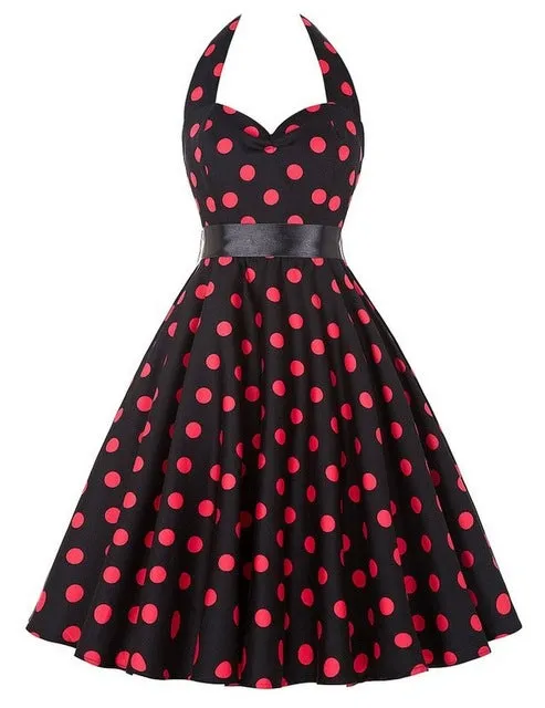 Polka Dot Dress Rockabilly Dresses Robe Femme 2018 Strapless 50s 60s Robe Vintage Vestidos Pin Up Big Swing Women Summer Dress