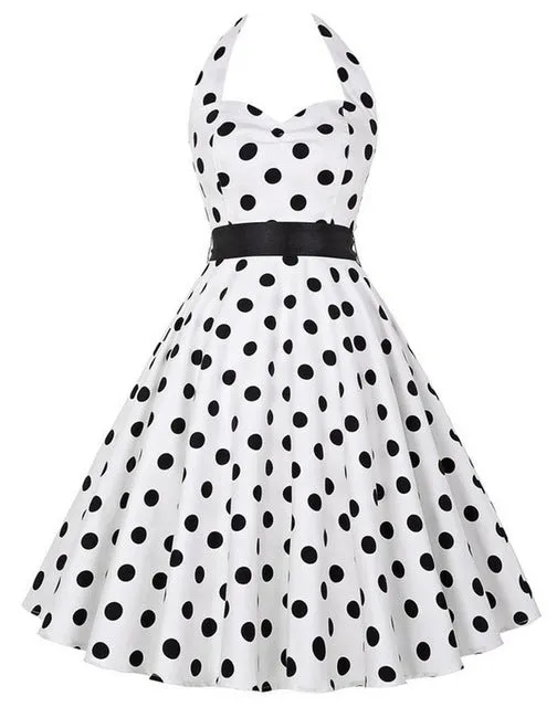 Polka Dot Dress Rockabilly Dresses Robe Femme 2018 Strapless 50s 60s Robe Vintage Vestidos Pin Up Big Swing Women Summer Dress