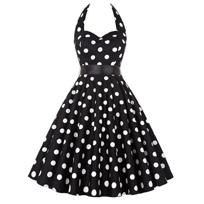 Polka Dot Dress Rockabilly Dresses Robe Femme 2018 Strapless 50s 60s Robe Vintage Vestidos Pin Up Big Swing Women Summer Dress