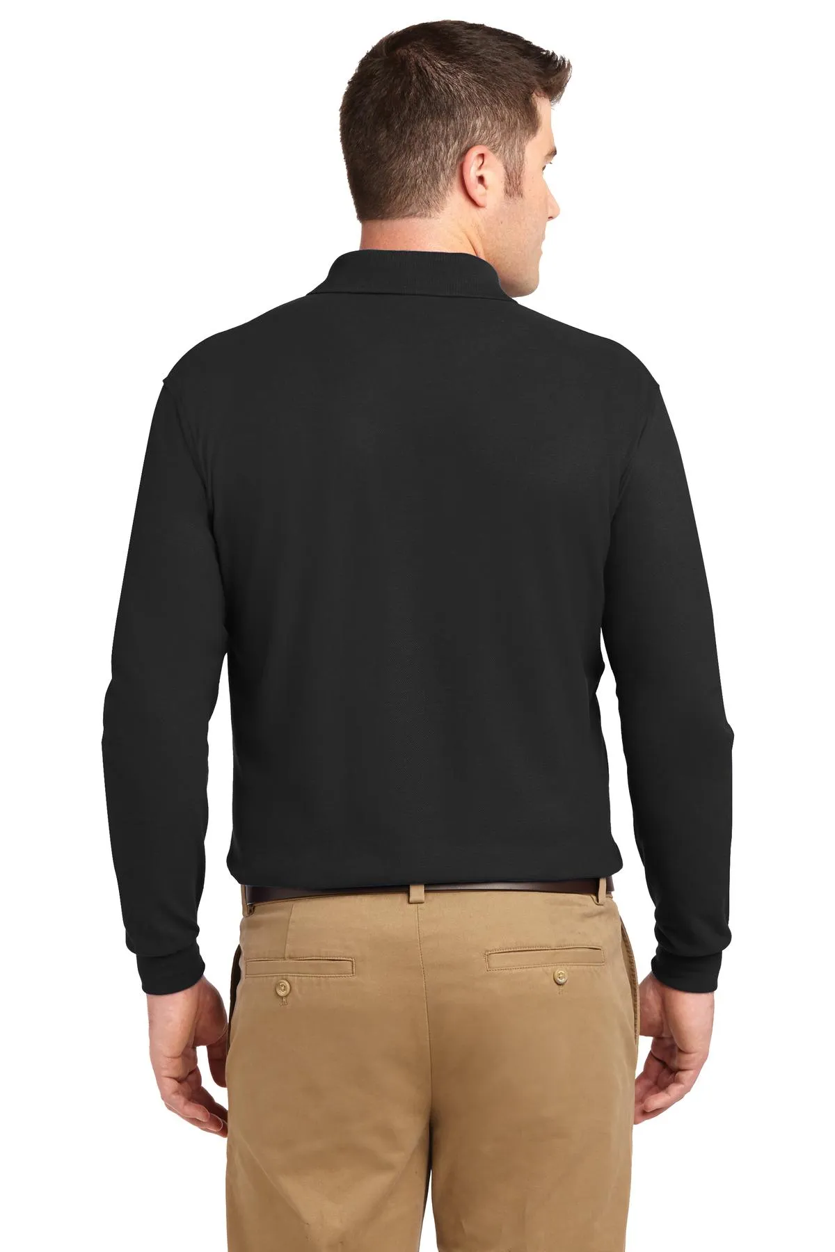 Port Authority Tall Silk Touch Long Sleeve Polo. TLK500LS Black Tall