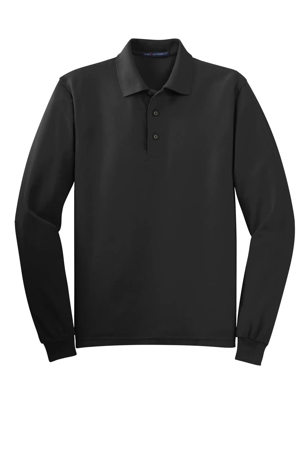 Port Authority Tall Silk Touch Long Sleeve Polo. TLK500LS Black Tall