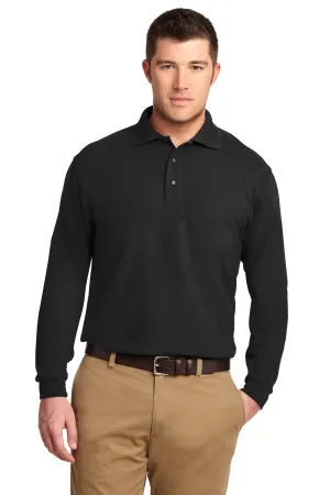 Port Authority Tall Silk Touch Long Sleeve Polo. TLK500LS Black Tall