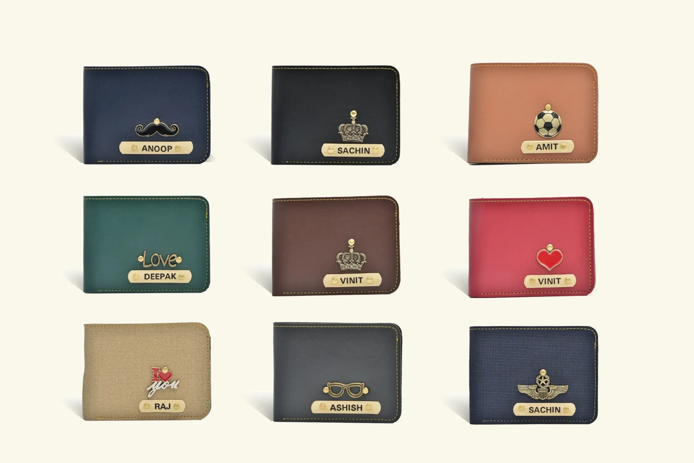 Premium Lady Wallet & Men's Wallet & Personalised Couple Rainbow Classic WaterBottle - Tan