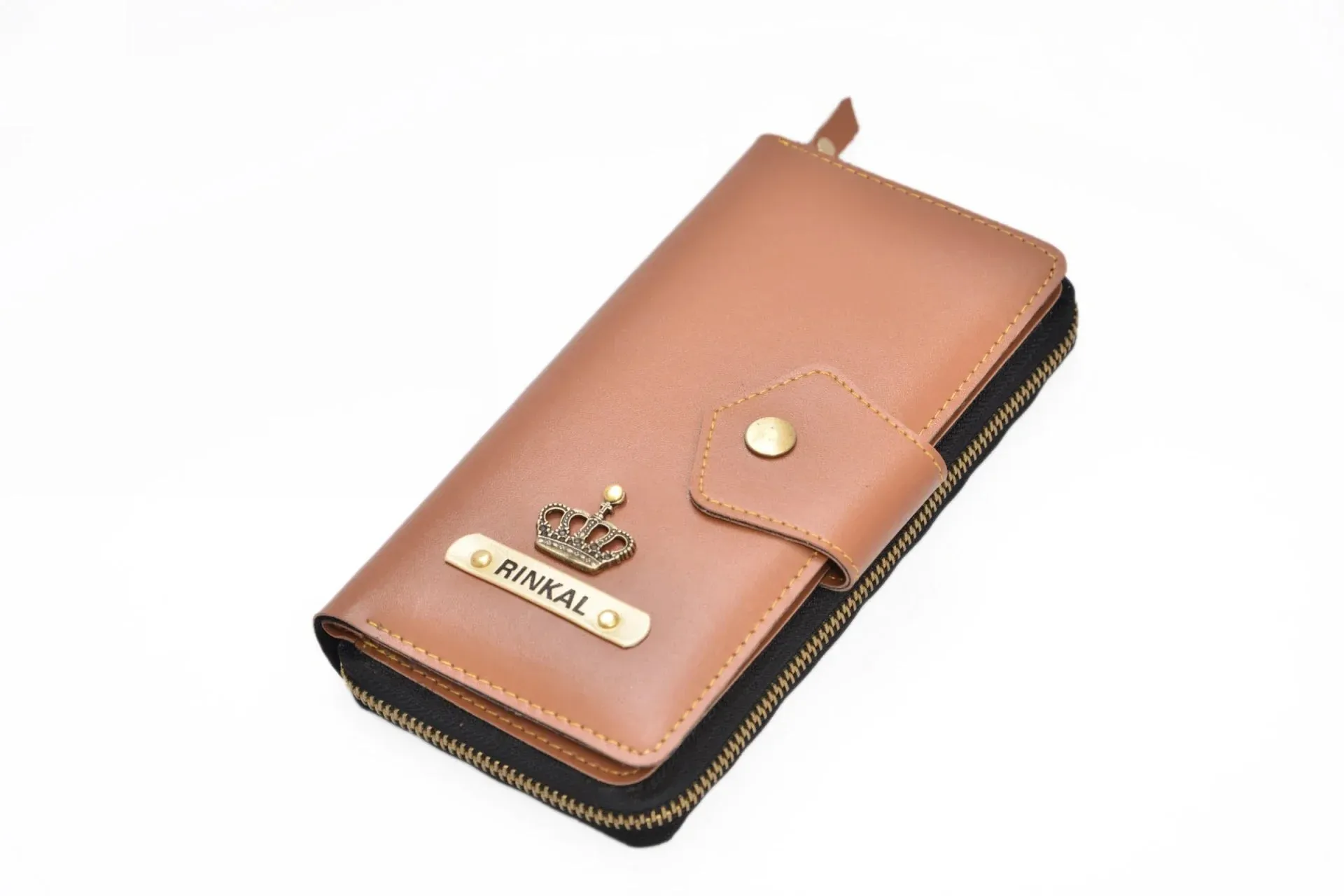 Premium Lady Wallet & Men's Wallet & Personalised Couple Rainbow Classic WaterBottle - Tan