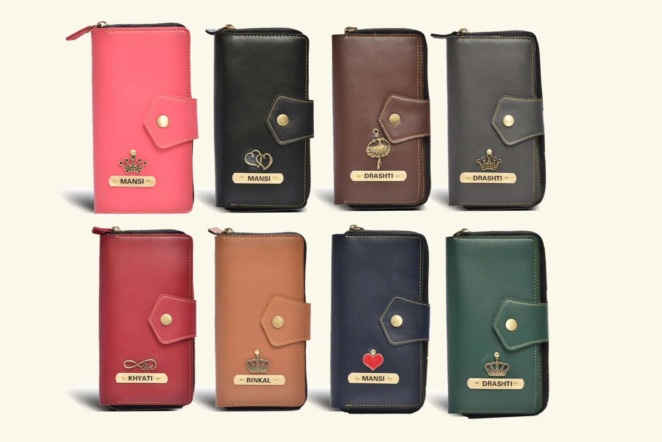 Premium Lady Wallet & Men's Wallet & Personalised Couple Rainbow Classic WaterBottle - Tan