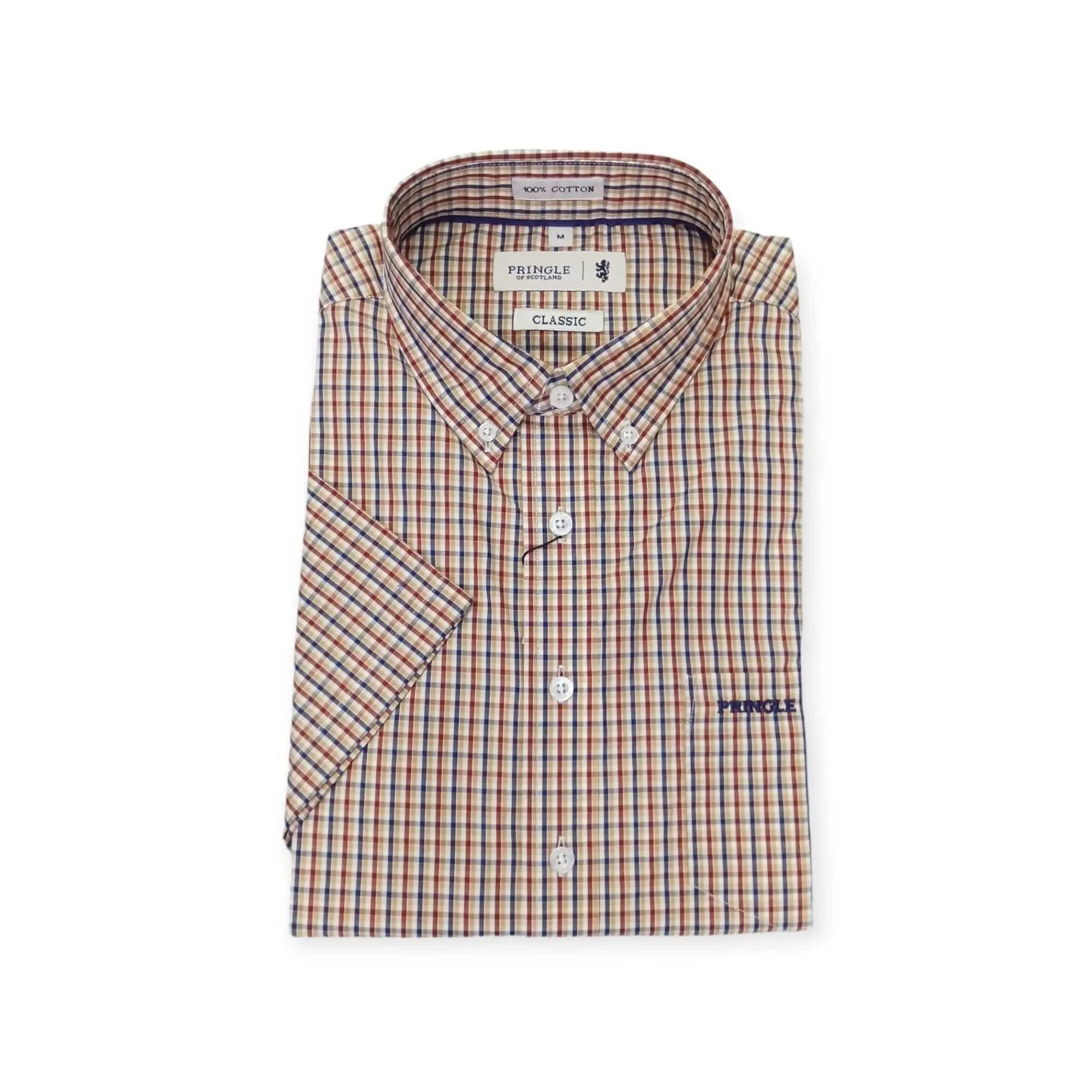 Pringle Men's Roben Short Sleeve Shirt Burgundy