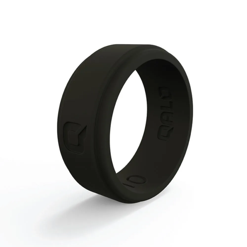 QALO Men's Black Step Edge Q2X Silicone Ring